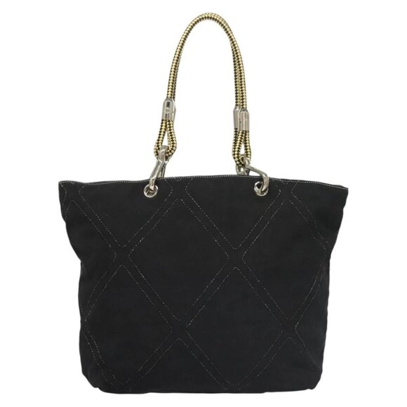 CHANEL Tote Bag Canvas Black Silver CC Auth BA4041 - Picture 3 of 15